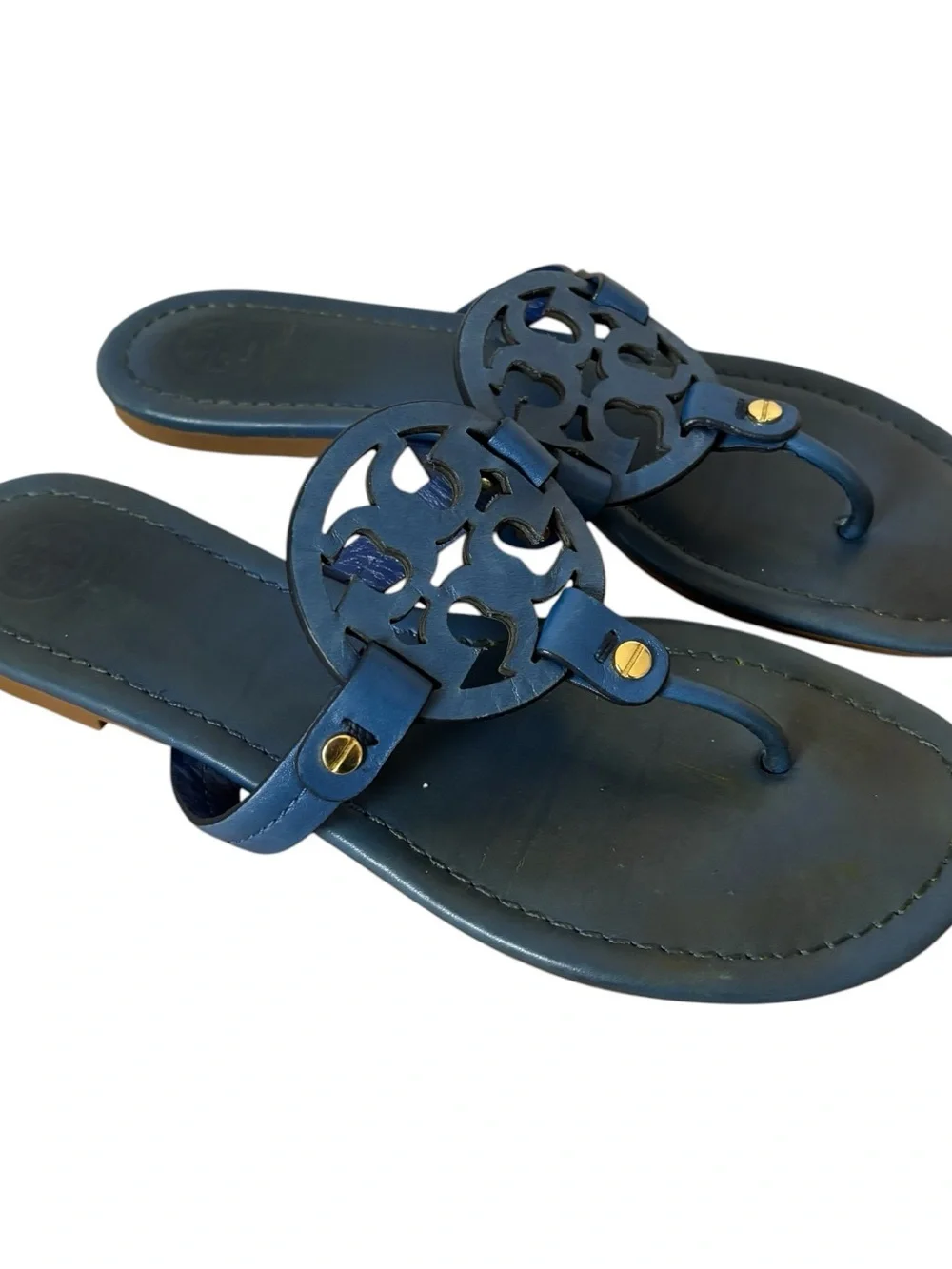 Tory Burch Miller Thong Sandals Blue Leather Women’s Size 8M